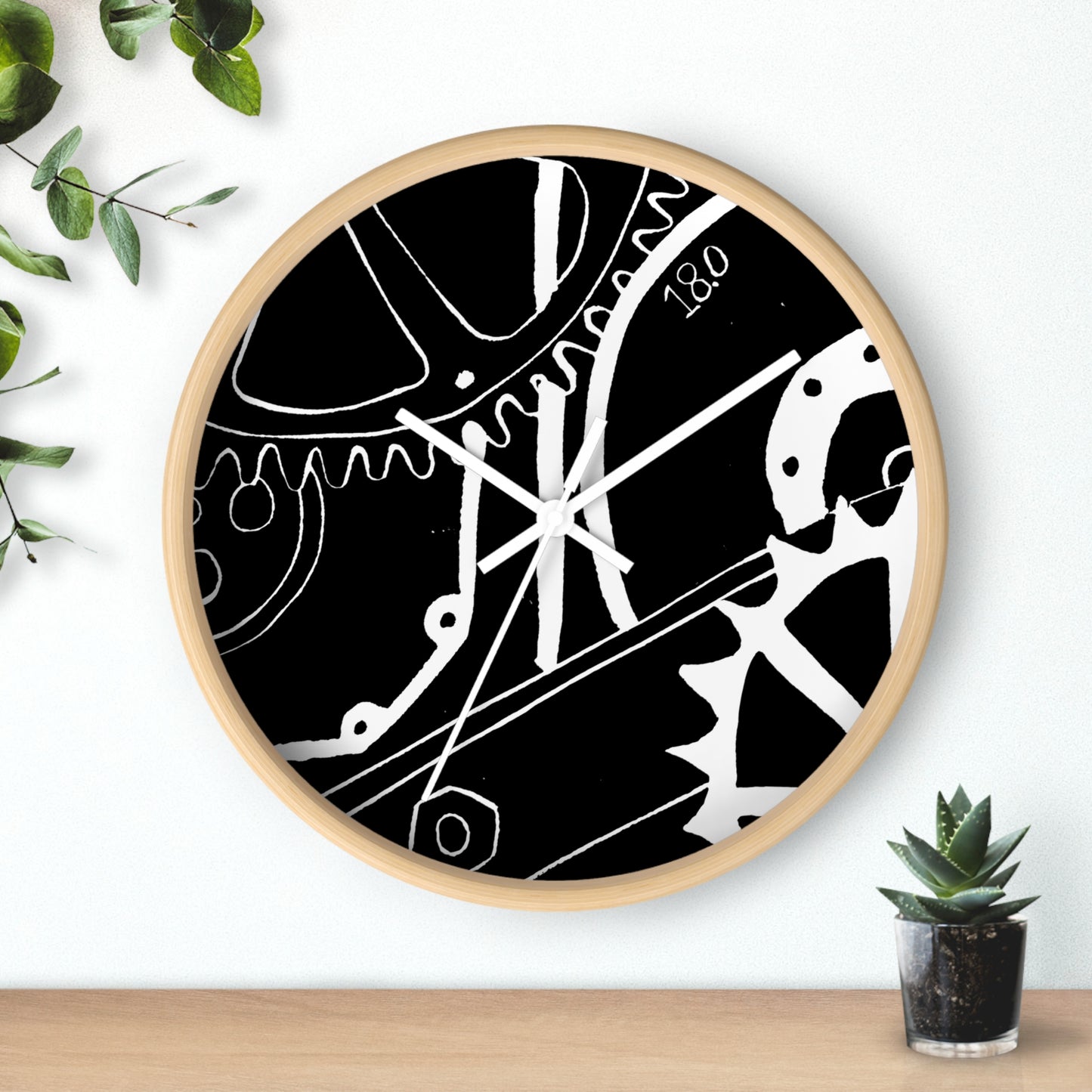 Mechanical Sketch Lino Print | Black Ink | Wall Clock 10"
