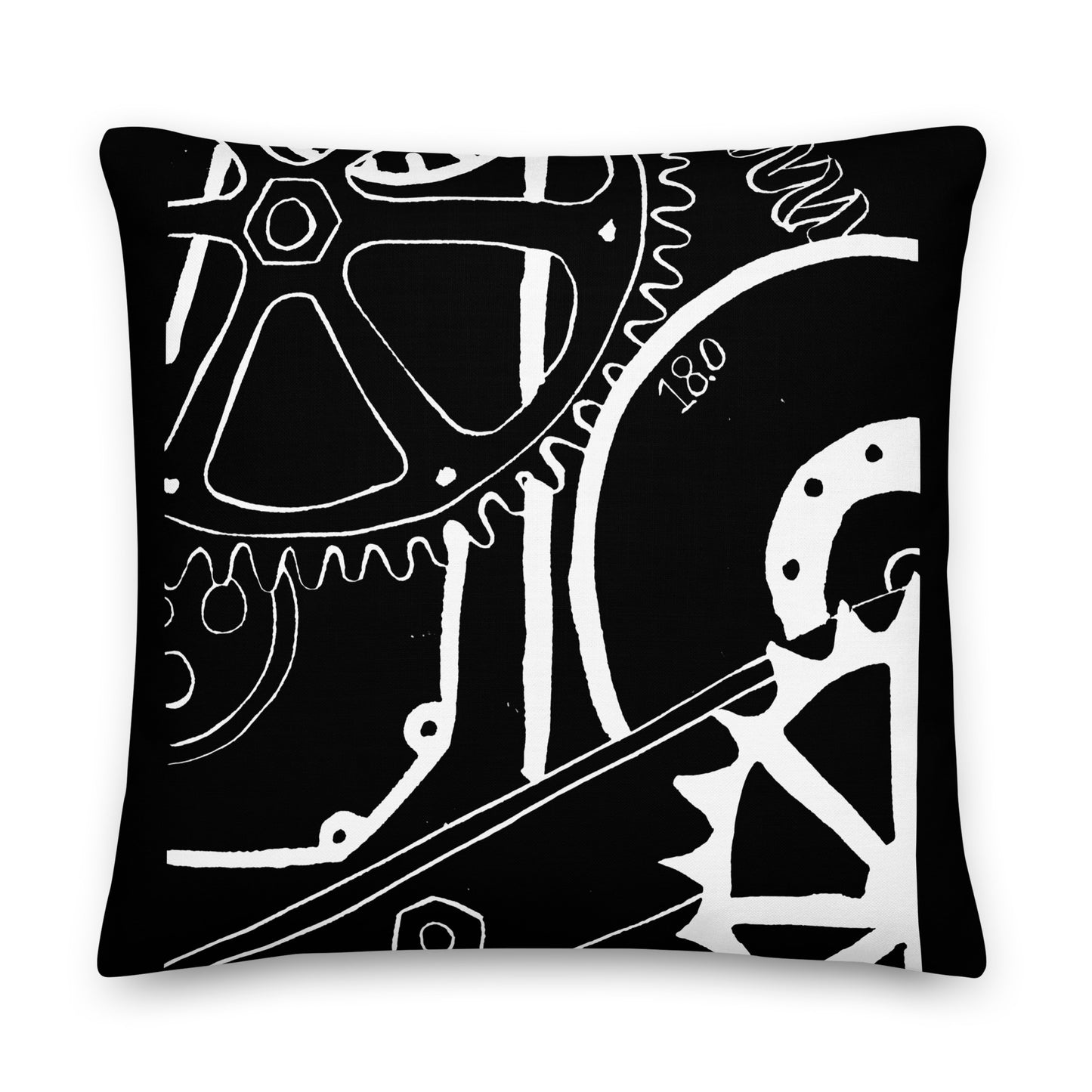 Mechanical Sketch Lino Print | Black Ink | Cushion Cover with Fibre Inner | Front & Back print | 18″×18″, 20″×12″, 22″×22″