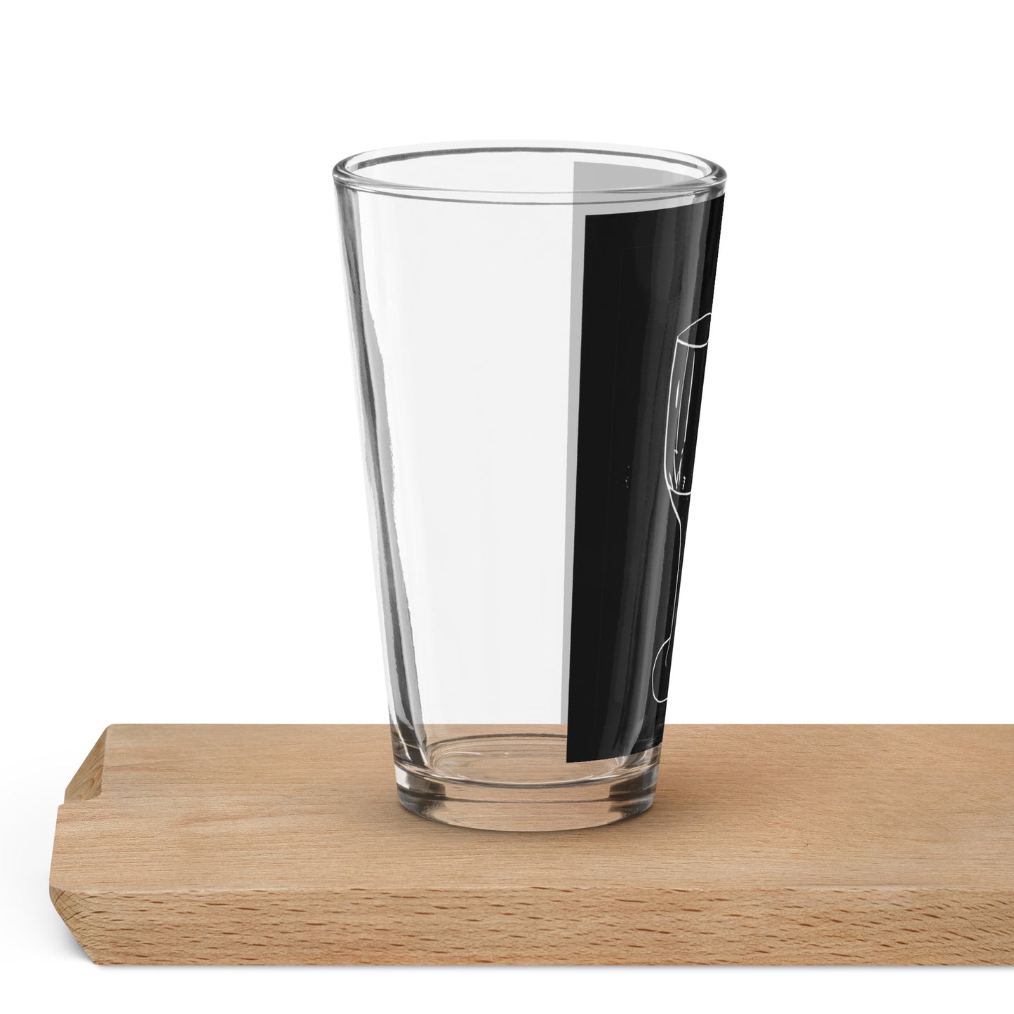 Wine Glass and Bottle Lino Print | Black Ink | Clear Glass 473ml - 16oz