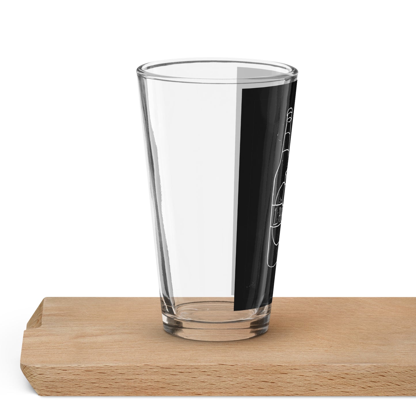 Lager Bottle and Pint Glass Lino Print | Black Ink | Clear Drinking Glass 473ml - 16oz