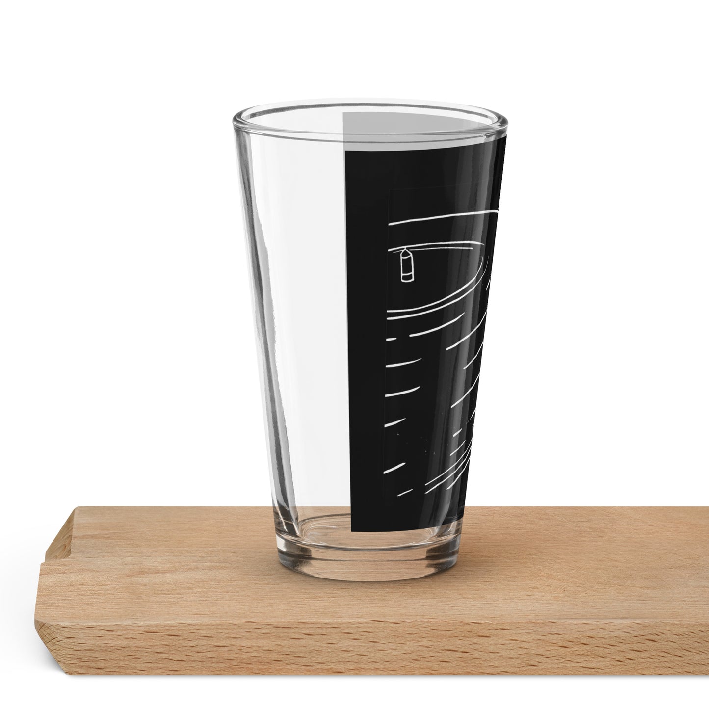 Record Player Lino Print | Black Ink | Clear Glass 473ml - 16oz