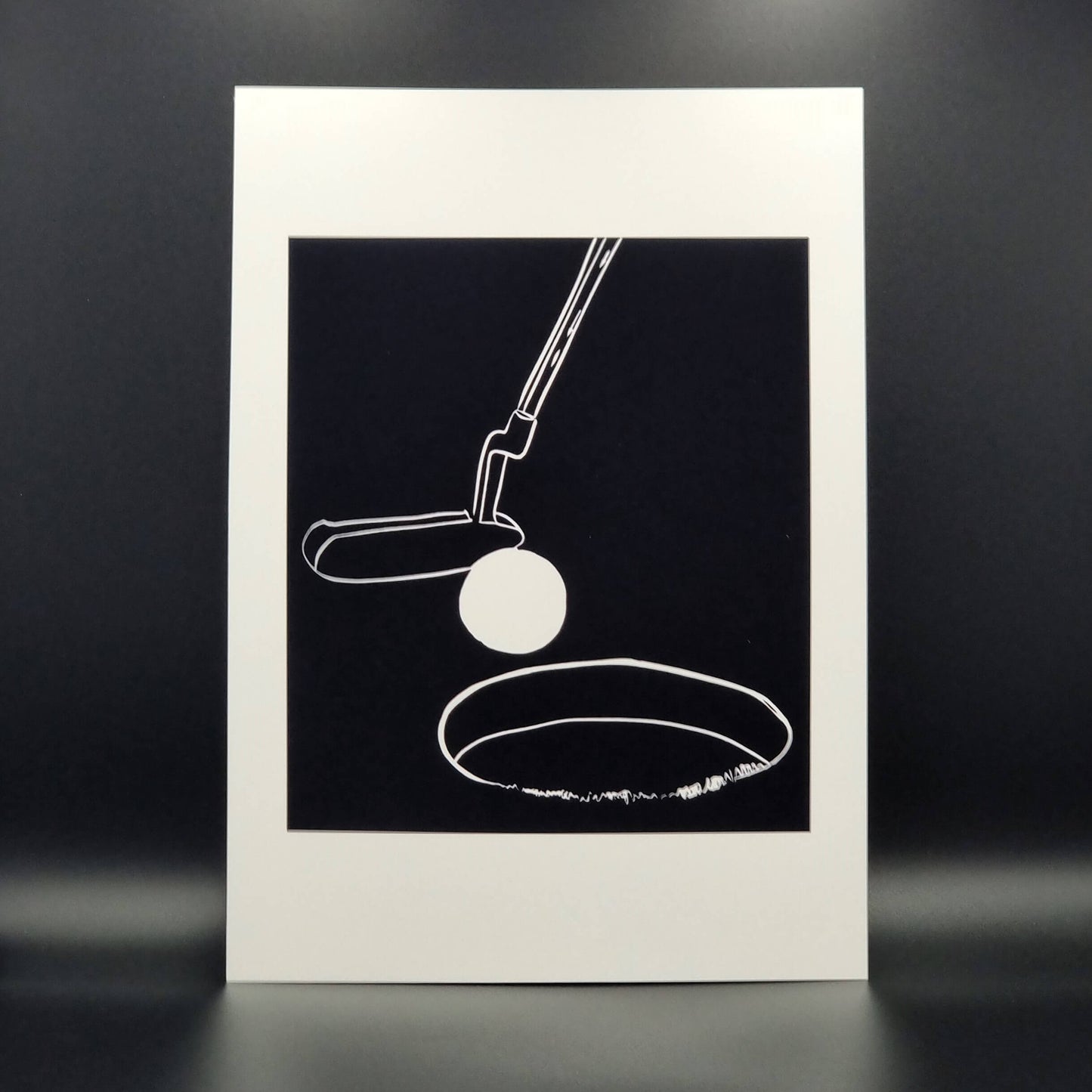 Golf Putting  Lino Print | Black Ink | A3, A4, 10X8, A5, 5X7 and 6X4