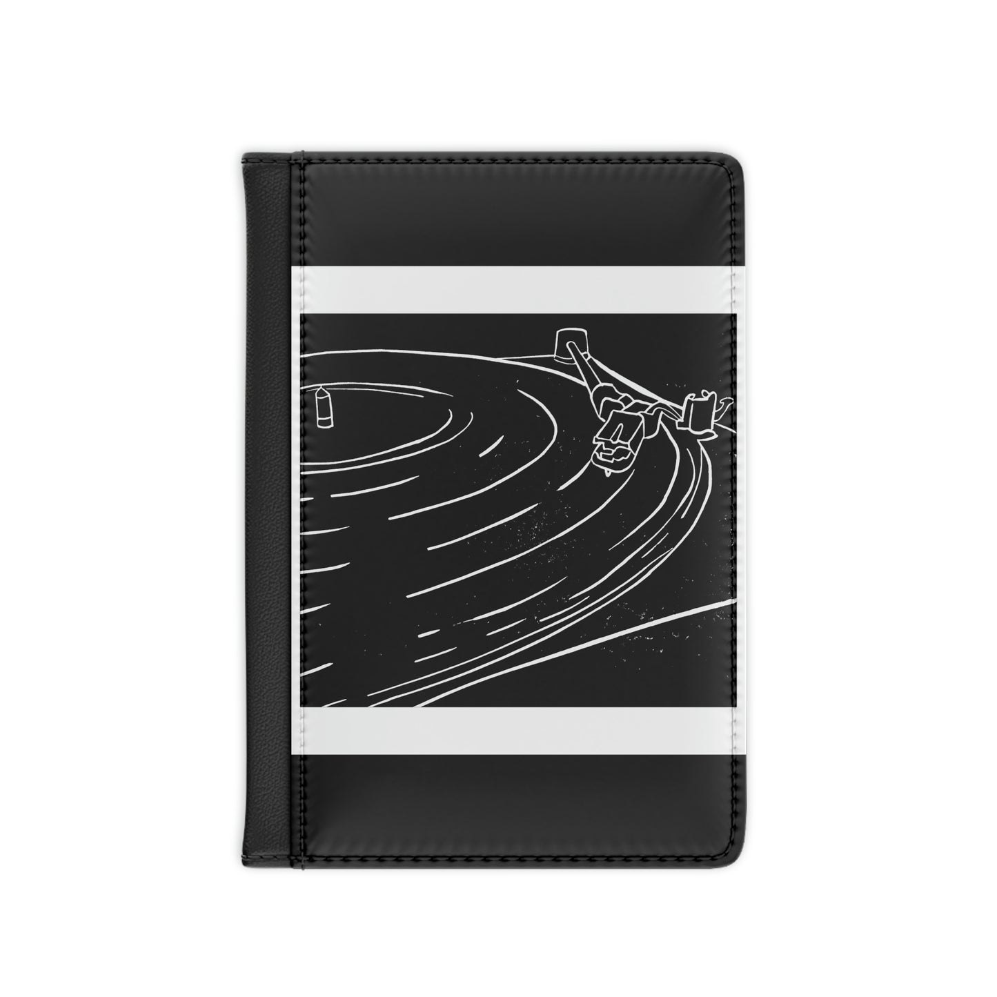 Record Player Lino Print | Black Ink | Passport Cover