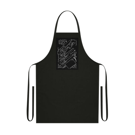 kitchen knives lino print | Black Ink | Cotton Apron