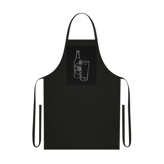 Lager Bottle and Pint Glass Lino Print | Black Ink | Cotton Apron