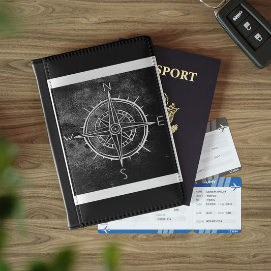 Compass Lino Print | Black Ink | Passport Cover