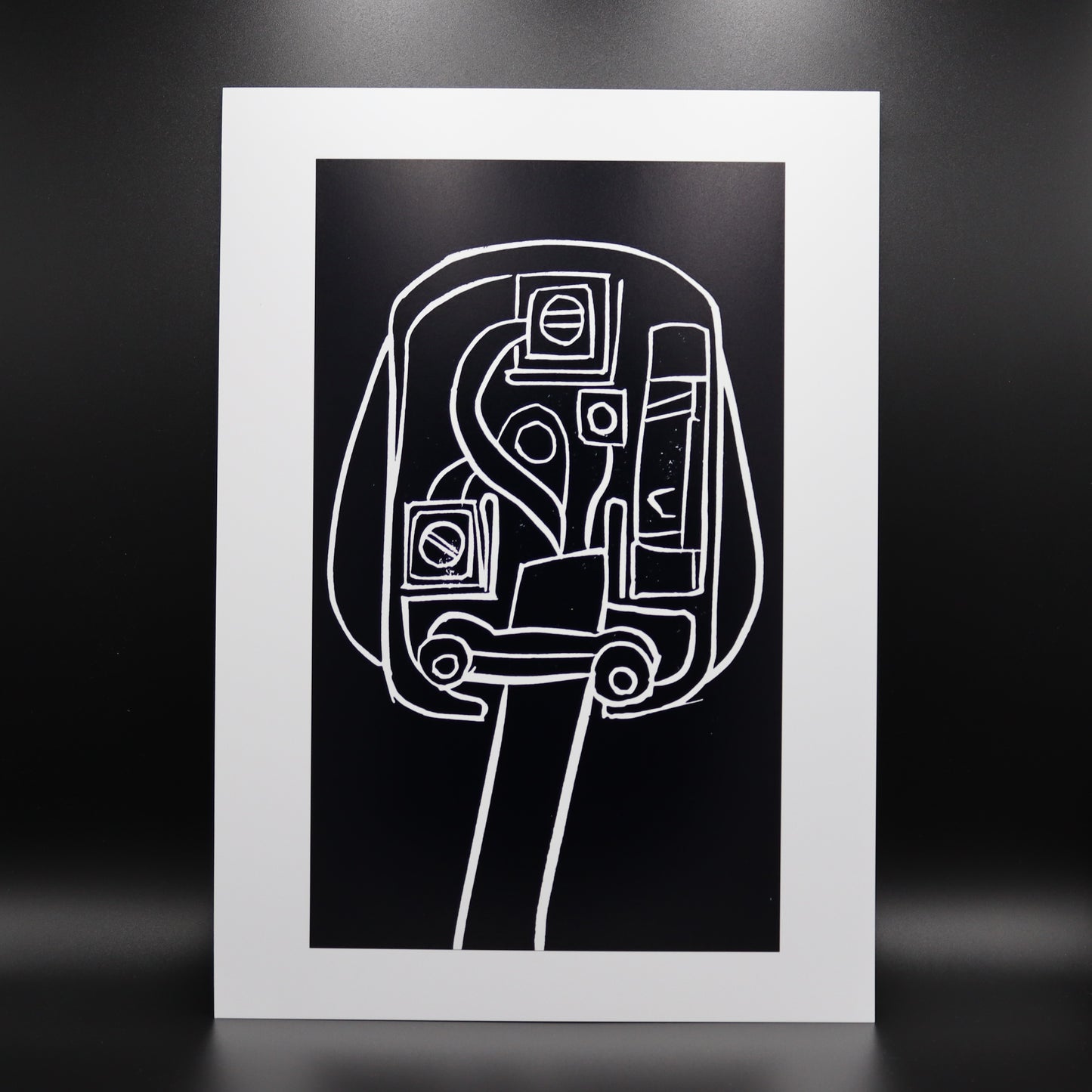 Inside UK Electrical Plug Lino Print | Black Ink | A3, A4, 10X8, A5, 5X7 and 6X4
