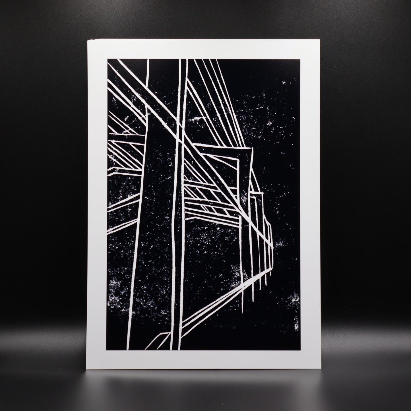 Abandoned Building Supports Lino Print | Black Ink | A3, A4, 10X8, A5, 5X7 and 6X4