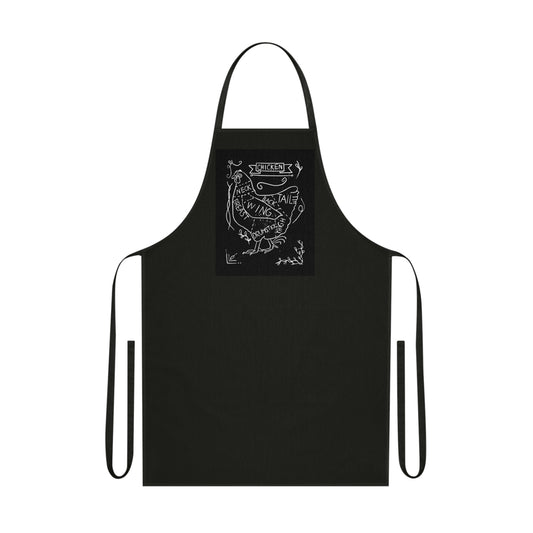 Chicken Cuts Diagram Lino Print | Black Ink | Cotton Apron